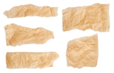 Yerleş. Buruşmuş el işi kağıdı parçası. boş bir arkaplanda