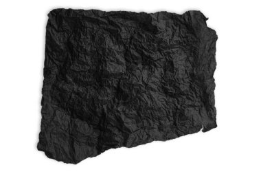 Yırtık siyah kağıt. Boş arkaplanda bir yığın kağıt