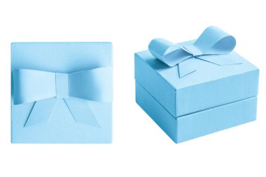 Boş bir arka planı olan açık mavi bir kutu. 2 seçenek