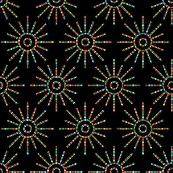 Abstrait Starburst Motif Vectoriel Géométrique Sur Fond Noir — Image vectorielle