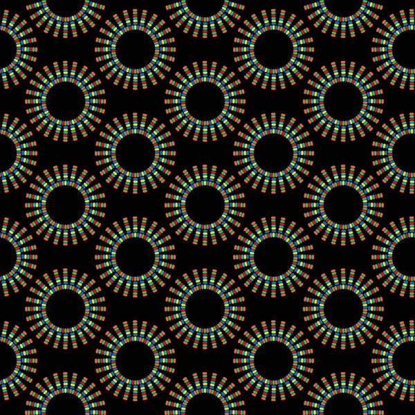 Kralen Abstracte Geometrische Cirkels Vector Patroon Zwarte Achtergrond — Stockvector