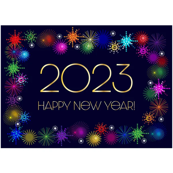 Nový Rok Předvečer 2023 Grafika Ohňostrojem — Stockový vektor