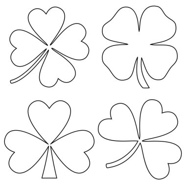 Saint Patricks Day black outline shamrock silhouettes