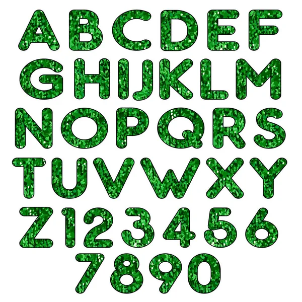 Alfabeto Efecto Purpurina Verde Vector de stock