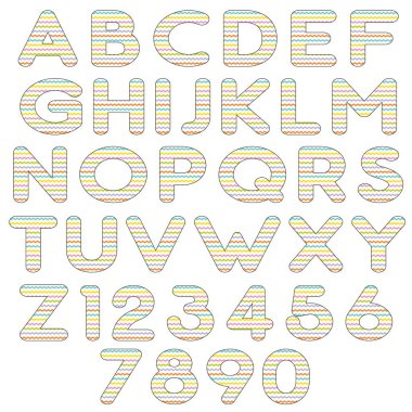 Paskalya renkleri zig zag desenli alfabe