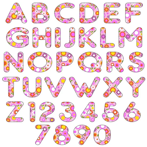 Цветочный Алфавит Розовом Фоне — стоковый вектор