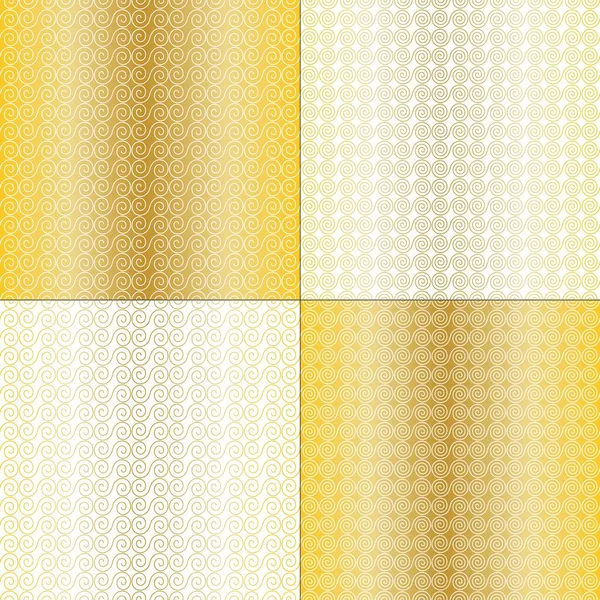 Gold White Seamless Scroll Vector Patterns — Stock Vector