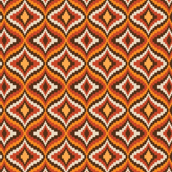 Patrón Vectorial Bordado Bargello Naranja Marrón — Archivo Imágenes Vectoriales