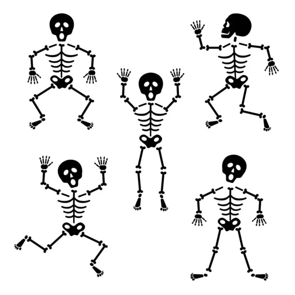 Скелеты Хэллоуина Чёрный Силуэт Векторная Графика