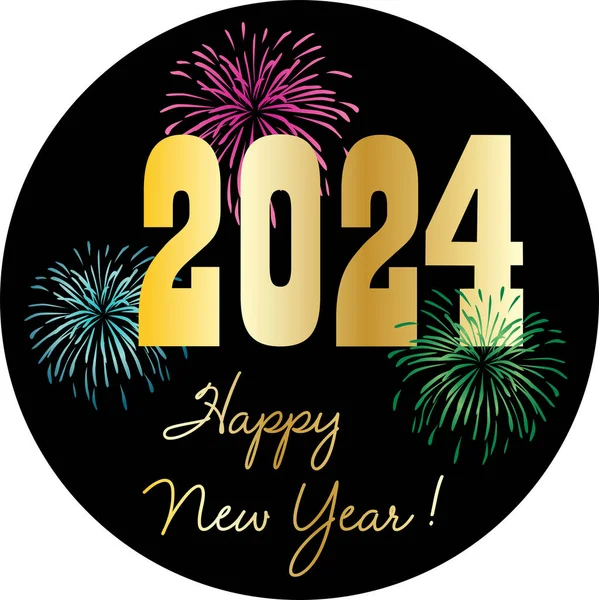 2024 Feliz Año Nuevo Círculo Gráfico Con Fuegos Artificiales Ilustraciones de stock libres de derechos
