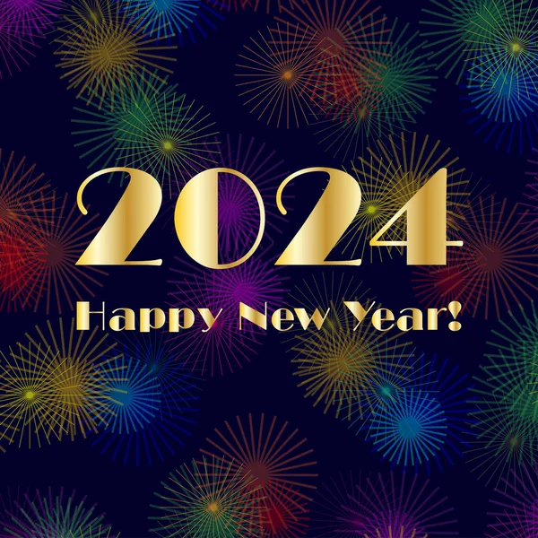 2024 Gold Glückliches Neues Jahr Mit Hellen Feuerwerk Hintergrundmuster Auf lizenzfreie Stockvektoren