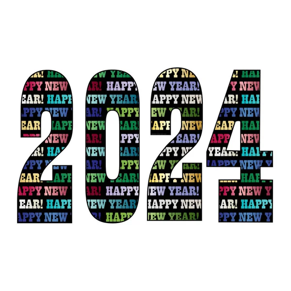 2024 Frohes Neues Jahr Typografie Muster Stockillustration