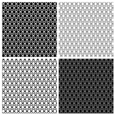 Çemberleri olan siyah beyaz dikişsiz geometrik vektör deseni