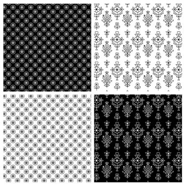 Hint siyah ve beyaz buti kusursuz vektör desenleri 