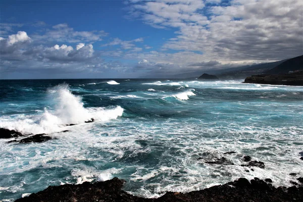 Fotografias Ondas Mar Ruptura Costa Tenerife — Fotografia de Stock