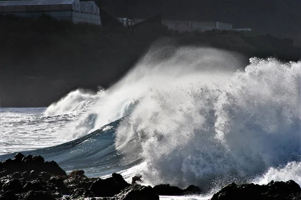テネリフェ島沿岸の波と破壊的な海の写真 — ストック写真