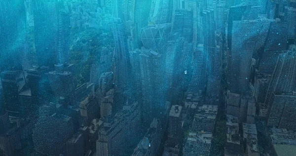 New York City underwater after the melting of the poles due to climate change