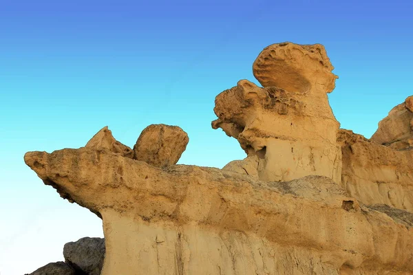 stock image photographs of the famous rock formations formed by the erosion of wind, rain and sun, in Bolnuevo, Mazarron, Murcia, Spain,