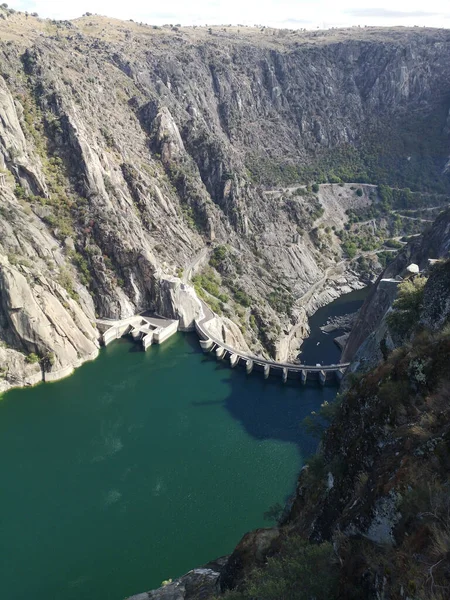 Förhöjd Utsikt Över Arribes Del Duero Dammen Turistmål Panoramautsikt Över — Stockfoto