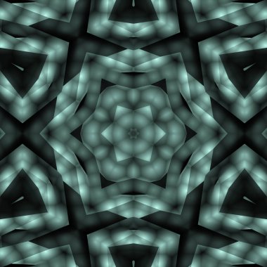 Bir kaleydoskopik düzenleme oluşturan geometrik şekillerin soyut bileşimi,