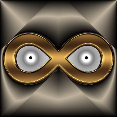 when infinity watches you, metallic background,  series of artistic variations of the mathematical sign of Infinity, represents the concept of Infinity.  is also called lemniscate. clipart