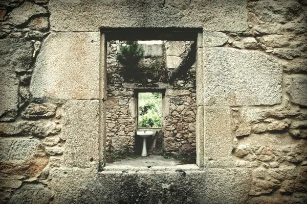 stock image After the bomb, a dystopian photo that emulates the result of the constructions after the war, after the bombing, destroyed houses, uninhabitable remains,