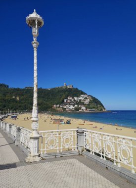 Photo of a detail of the promenade of Ondarreta beach, San Sebastian, Spain, clipart