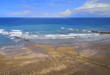 Zumaia 'dan gelen sinekler, Euskadi, deniz canlılarının çökeltileri ve deniz kabukları tarafından okyanusun dibinde mükemmel bir şekilde sınırlandırılmış kaya katmanıdır.