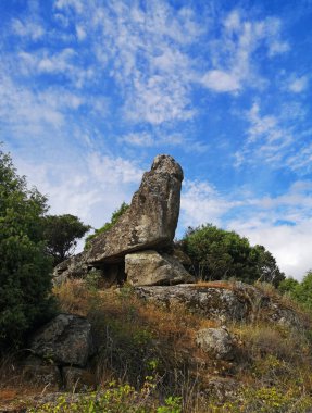 Rock that emulates a howling wolf in the valley of La Iruela next to the Burguillo reservoir, Avila, Spain clipart