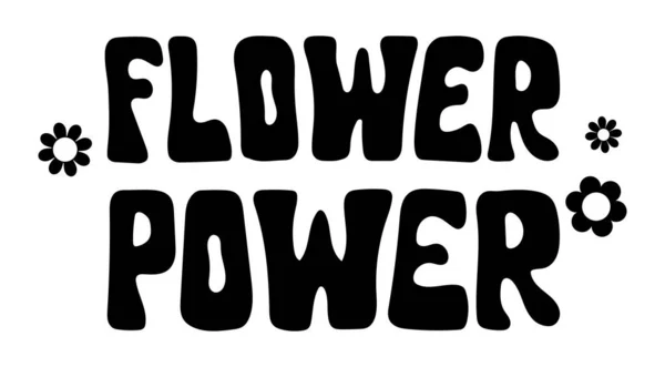 Caligrafía Linda Colorida Texto Hippie Retro Groovy Poder Floral Ilustración — Vector de stock
