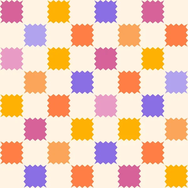 抽象的なシームレスパターン レトロな色鮮やかな背景を確認した 生地のためのベクトルテクスチャ — ストックベクタ