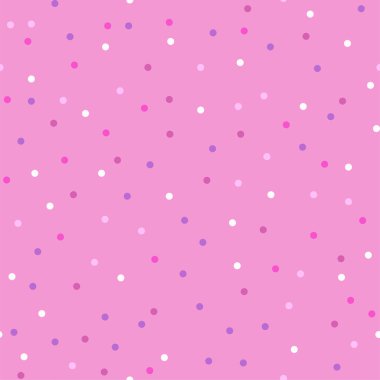 Polka dot seamless pattern. Trendy texture with colorful dots. Pink background for print, textile, packaging.