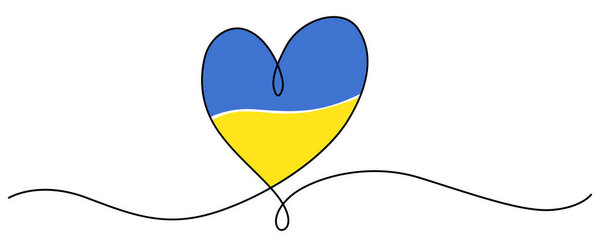 Ukrainian Flag. Vector illustration. Symbol of peace. Line art.