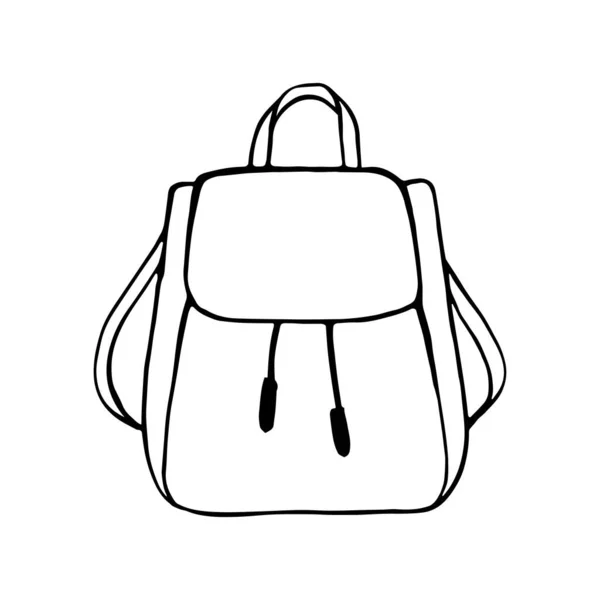 Doodle Backpack Hand Drawn Vector Illustration Isolated Object White Background — Stock Vector