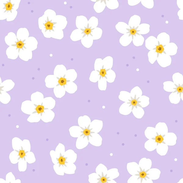 白い花とシームレスなパターン 手描きベクトルイラスト 包装用のテクスチャ 夏の背景 ストックベクター