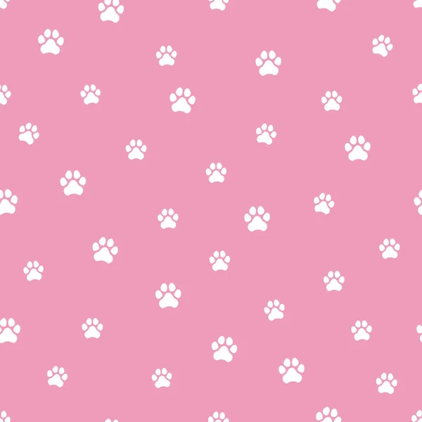 Seamless Pattern Dog Paw Vector Illustration White Paws Pink Background — Stock Vector