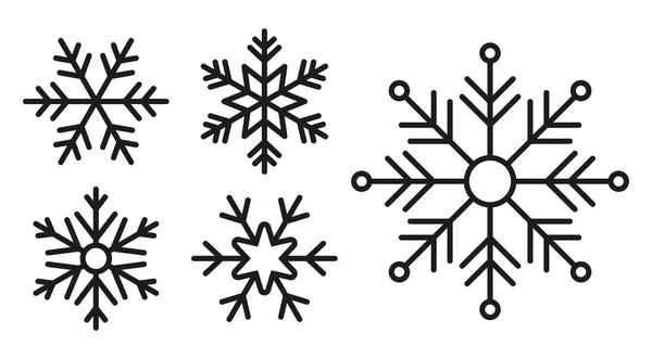 Sada Sněhových Vloček Černobílý Izolovaná Vektorová Ilustrace Royalty Free Stock Ilustrace