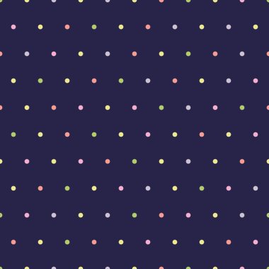 Polka noktasız desen. Güzel vektör dokusu. Koyu arkaplanda renkli noktalar.