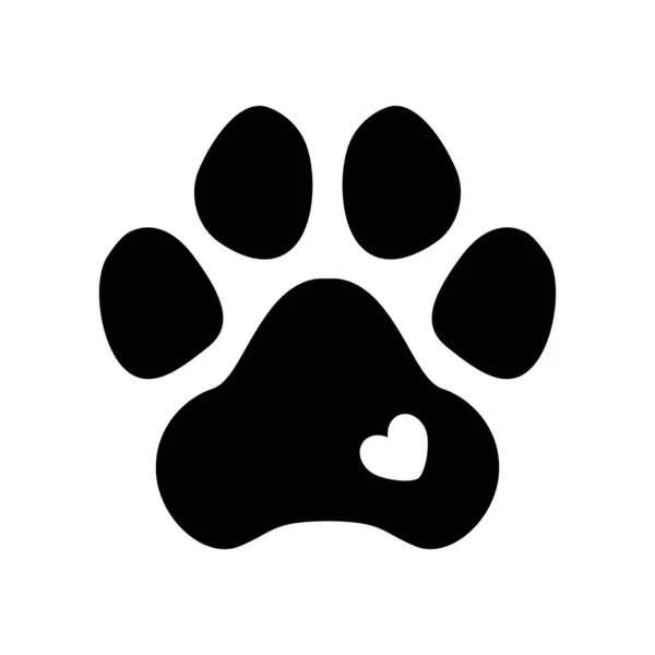 Kalp patisi. Vektör çizimi. Köpek sevgisi baskısı. İzole edilmiş siyah nesne ob beyaz arkaplan.