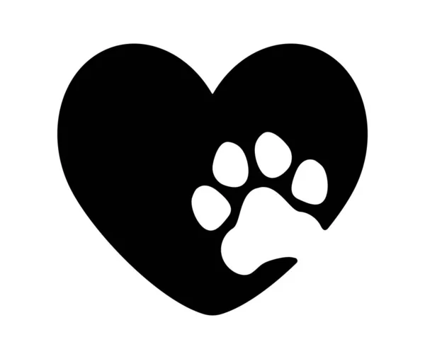 ハート ベクトルイラスト 犬はプリントが大好きです 隔離された黒いオブジェクト 白い背景 ロイヤリティフリーストックベクター