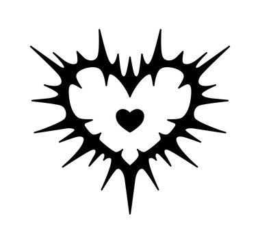 Neo kabilesinin kalp dövmesi. El çizimi vektör çizimi. Siyah dövme tasarımı.