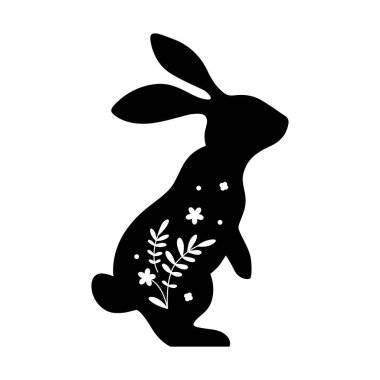 Vektör tavşan. Çizgi film tarzında düz vektör çizimi. Mutlu Paskalyalar.