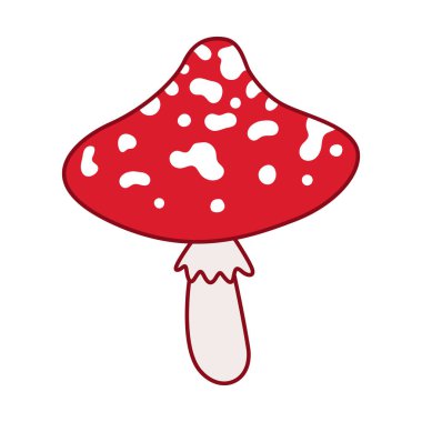 Vektör sinek agariği. El çizimi çizimi. Kırmızı zehirli mantar. Beyaz arkaplandaki izole nesne.