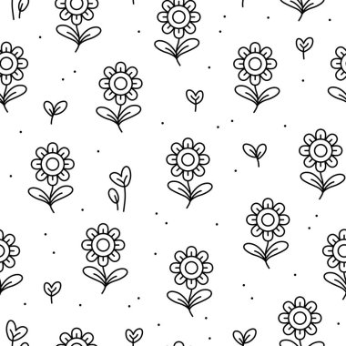 Çiçeklerle kusursuz desen. Hoş bir arka plan. Baskı, tekstil ve kumaş için vektör dokusu.