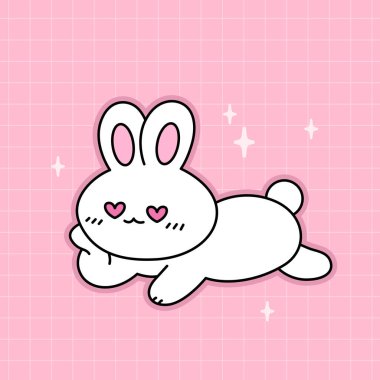 Şirin tavşan vektör çizimi. Aşkın sembolü. Sevgililer Günü.