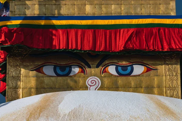 Stupa Con Gli Occhi Buddha Nei Centri Preghiera Culto Kathmandu — Foto Stock