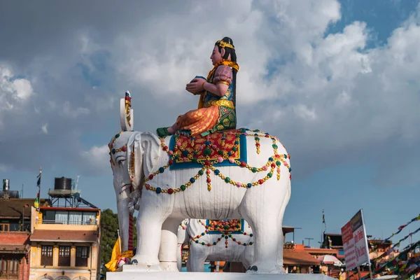 Elefántszobor Boudha Stupában Chorten Chempo Boudhanath Kathmandu Nepál Ázsia — Stock Fotó
