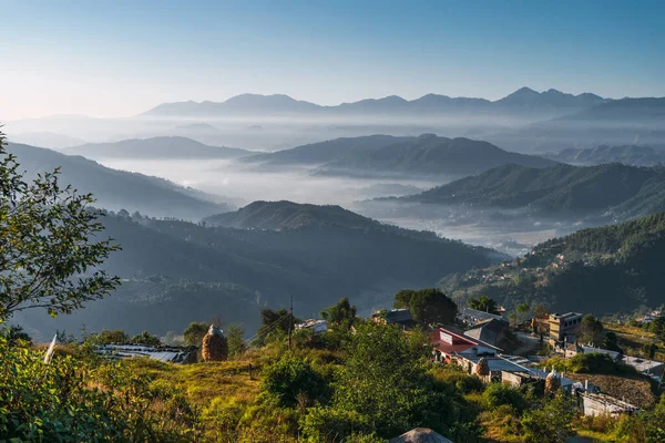Панорамная Фотография Долины Катманду Горных Хребтов — стоковое фото