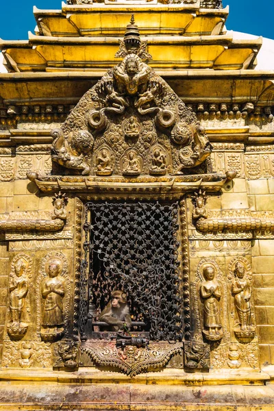 Tempio Delle Scimmie Nella Città Kathmandu Cima Alla Città — Foto Stock