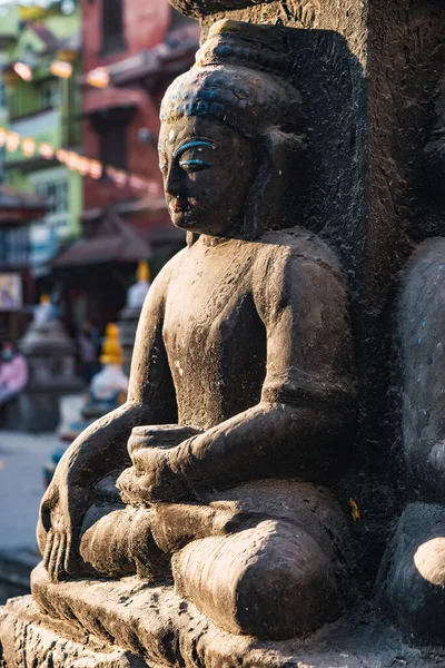 Statua Del Buddha Seduto Contemplazione Preghiera Strade Kathmandu — Foto Stock